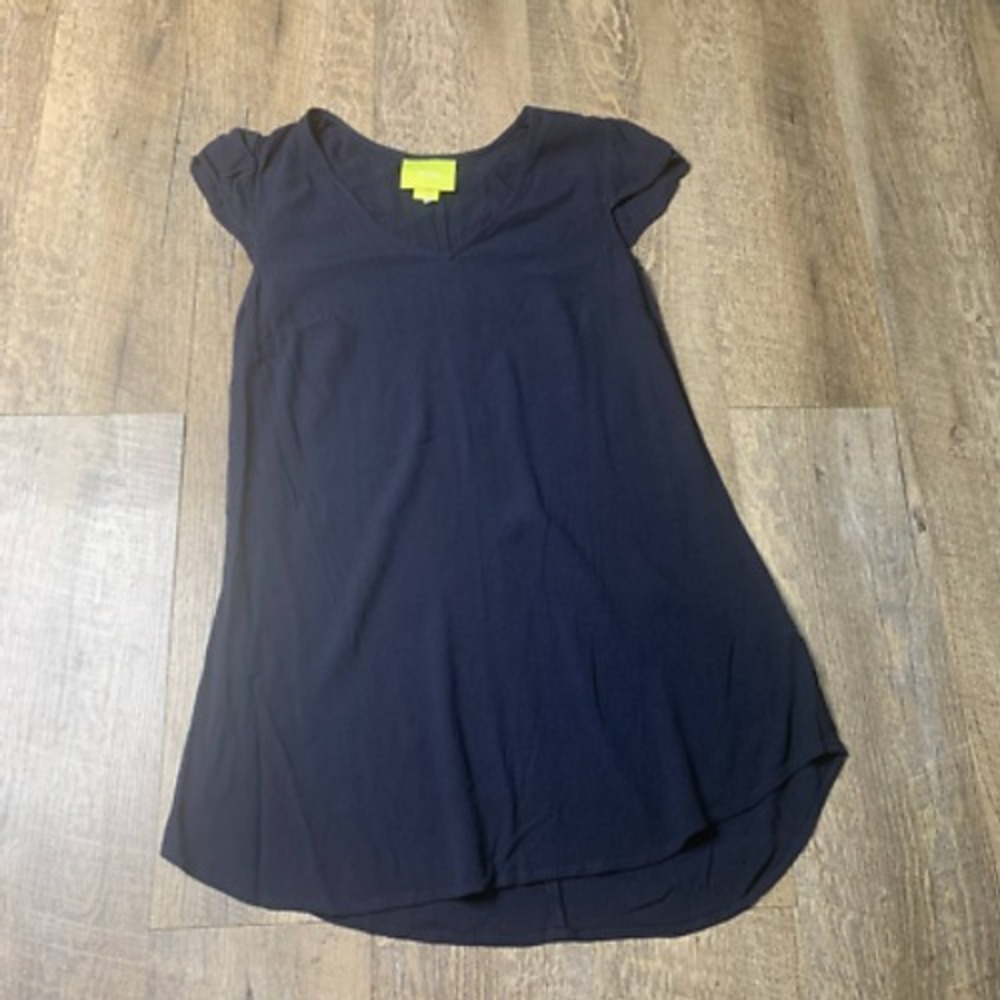 Maeve Anthropologie Blouse Womens Size 4 Blue Cap Sleeves V-neck Pullover